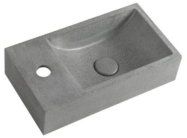 Sapho Sapho, chiuveta din beton CREST L cu priza, 40x22 cm, granit negru, AR403