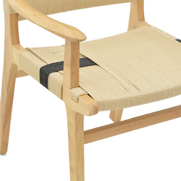 Fotoliu Olivier lemn de fag culoare lemn natural cu funie culoare lemn naturala si negru 62x60x85cm