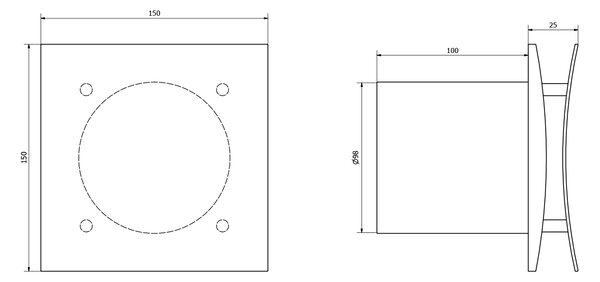 Sapho Sapho, ventilator axial baie EIRA, 15W, teava 100mm, alb, EI101