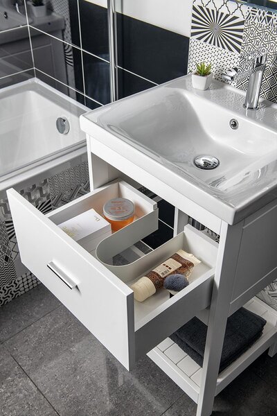 Aqualine Sapho, dulap de lavoar ETIDE 51,5x86x44 cm, alb mat, ET515
