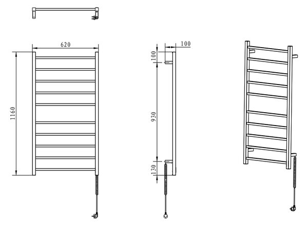 Sapho Sapho, uscător de prosoape electric ESKINADO, pătrat, 620x1160 mm, 120 W, oțel inoxidabil, ER430V