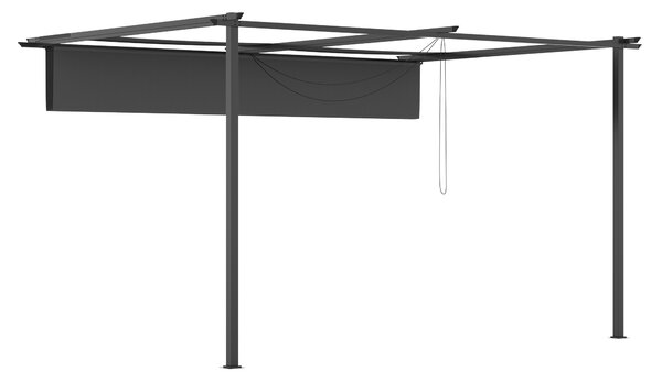 Foisor tip pergola Outsunny cu acoperis culisant, suruburi si carlige incluse, otel si poliester 390x290x220 cm, gri | Aosom Romania