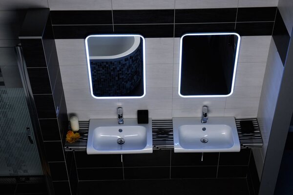Sapho Sapho, oglindă rotunjită cu iluminare din spate LED FLOAT în cadru 600x800mm, albă, 22572