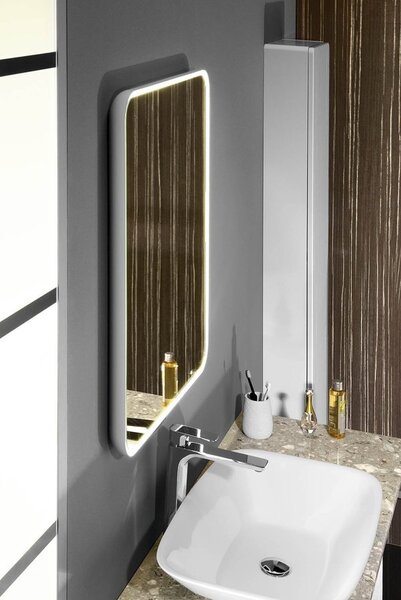 Sapho Sapho, oglindă rotunjită cu iluminare din spate LED FLOAT în cadru 600x800mm, albă, 22572