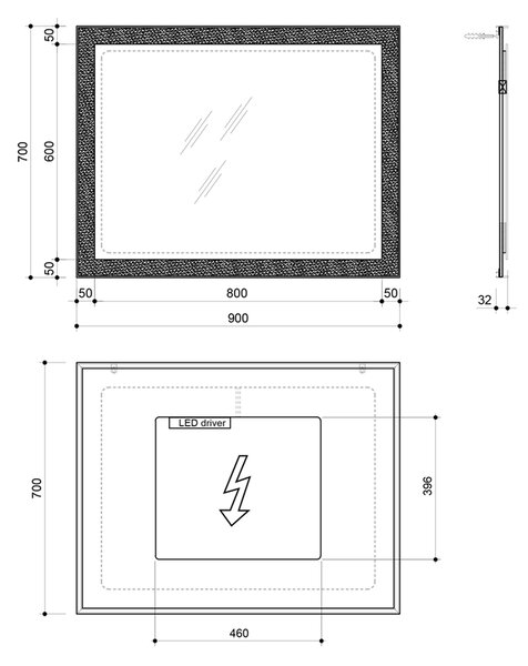 Sapho Sapho, oglindă FLUT LED retroiluminată 900x700mm, albă, FT090
