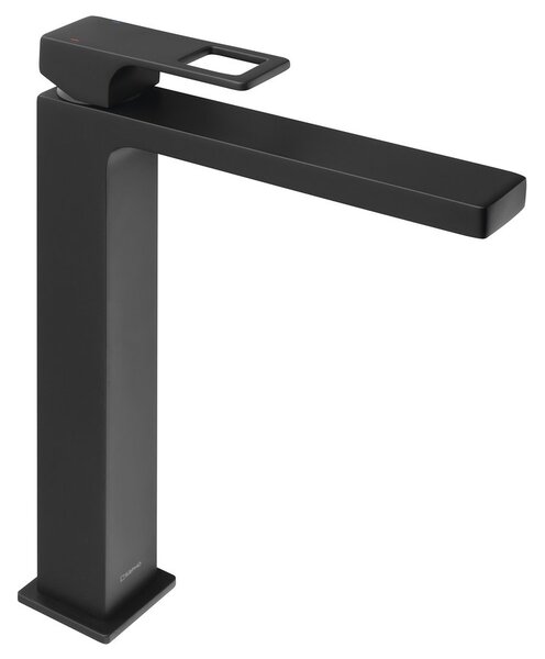 Sapho Sapho, baterie de lavoar autonomă FORATA înaltă fără priză, gura prelungită, negru mat, FT007/15