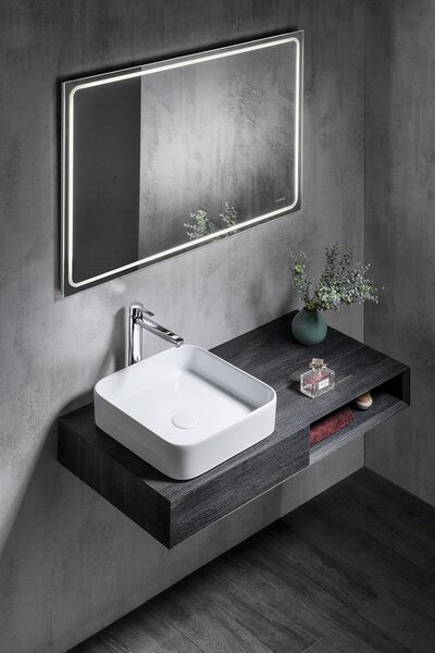 Sapho Sapho, Chiuveta blat din ceramica BLADE 40x11,5x40 cm fara preaplin, alb, WH050