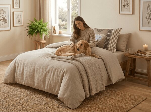 Fata de perna din policoton HEART RETRO POLY 70x90 cm, maro