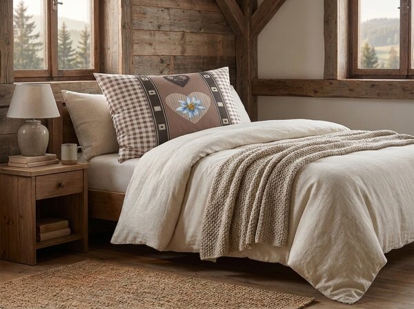 Fata de perna din policoton HEART RETRO POLY 70x90 cm, maro