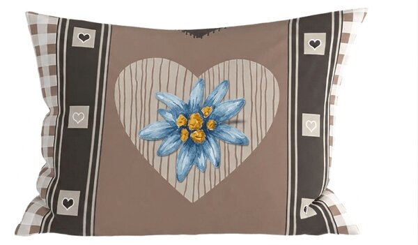 Fata de perna din amestec de bumbac HEART RETRO POLY 50x70 cm, maro