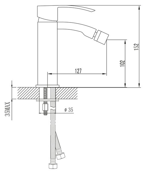 Sapho Sapho, baterie pentru bideu GINKO 35, fără priză, negru mat, 1101-03B