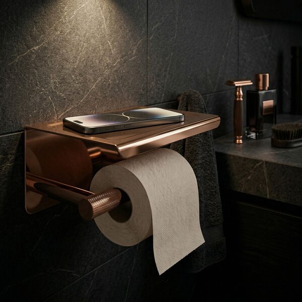 Suport pentru hârtie igienică cu poliță 6613 Modern Copper