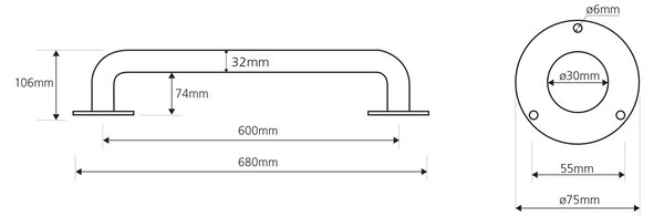 Sapho Sapho, mâner HANDICAP 600mm, alb, XH512W