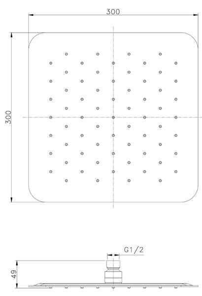 Sapho Sapho, duș deasupra, 300x300, auriu mat, SL101GB