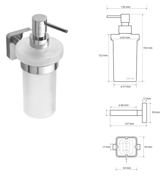 Sapho Sapho, dozator de sapun INSIA, pahar de lapte, 230ml, crom, IS019