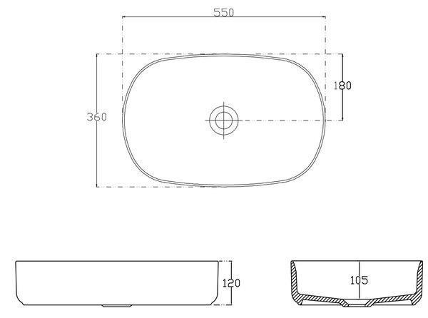 Isvea Isvea, chiuveta de blat ceramica INFINITY OVAL, 55x36cm, roz somon, 10NF65055-2S
