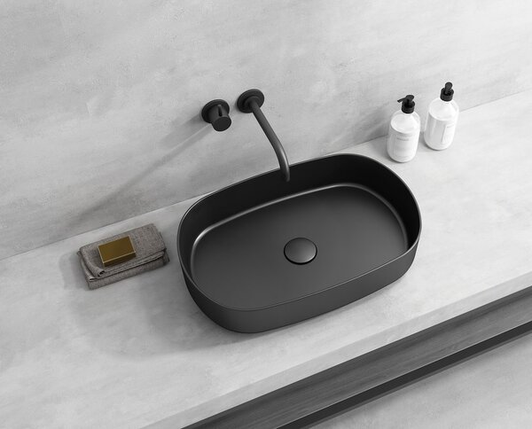 Sapho Sapho, chiuvetă de blat ceramică INFINITY OVAL, 55x36 cm, negru mat, 10NF65055-2N