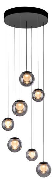 Lustră Pendul PURE, Popup, reglabil, Gri, Camera de zi, Sticlă