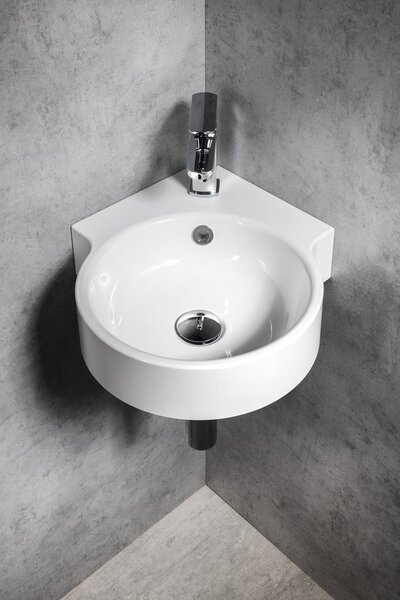 Sapho Sapho, lavoar coltar KAORI 38x38cm, marmura turnata, alb, KR038