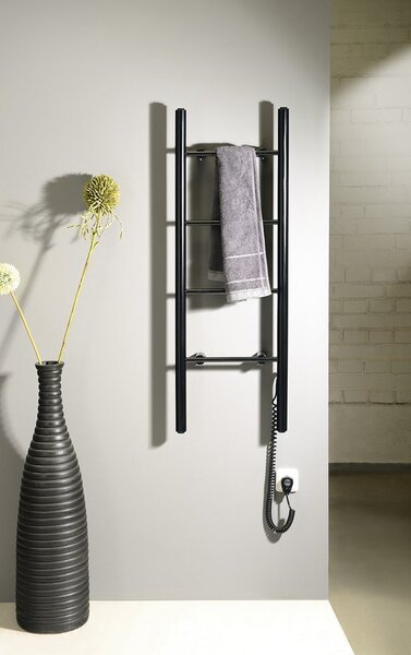 Sapho Sapho, KARBO Uscător de prosoape electric, rotund, 400x1120 mm, 87 W, negru, KB904