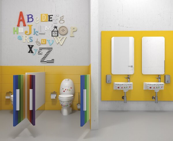 CREAVIT CREAVIT, Combinație WC pentru copii KID, inclusiv rezervor, scurgere spate, imprimeu color, CK311.400.0F