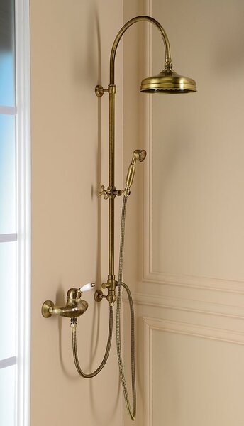 Sapho Sapho, baterie de duș KIRKÉ WHITE de perete, mâner alb, bronz, KI11BB