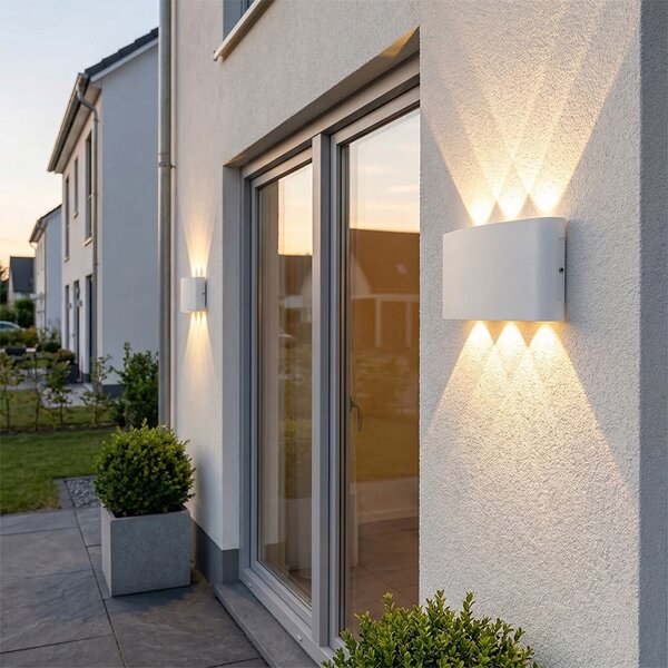 Aplică de perete exterioară albă cu LED 6 lumini IP54 - Silly
