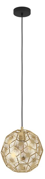 EGLO Lampă suspendată Skoura, culoare alamă, Ø 30 cm, oțel, E27, reglabil, Auriu / Alamă, Camera de zi / sufragerie, Metal, Modern, glob