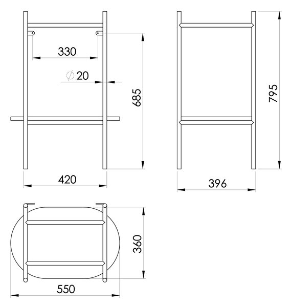 Sapho Sapho, piedestal PUNO sub chiuvetă 550x795x396mm, negru, SKA590-2