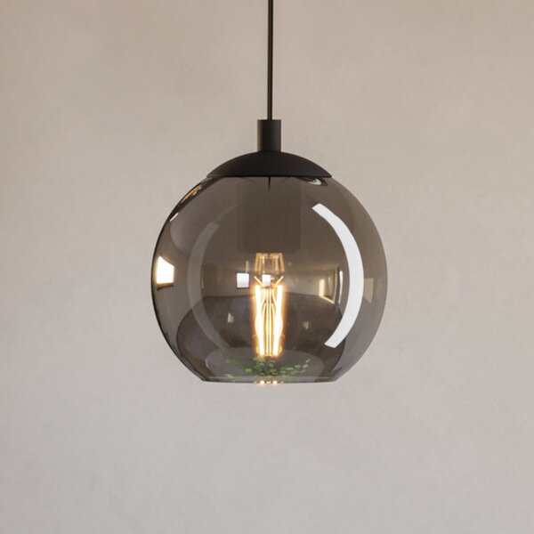 EGLO Lampă suspendată Ariscani, gri fumuriu, Ø 20 cm, sticlă, E27, reglabil, Negru, Camera de zi / sufragerie, Sticlă, Modern, glob