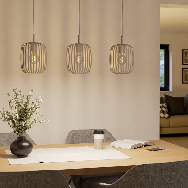 EGLO Lampă suspendată Romazzina, bej, lungime 90 cm, 3 becuri, metal, reglabil, Bej, Camera de zi / sufragerie, Metal, Modern