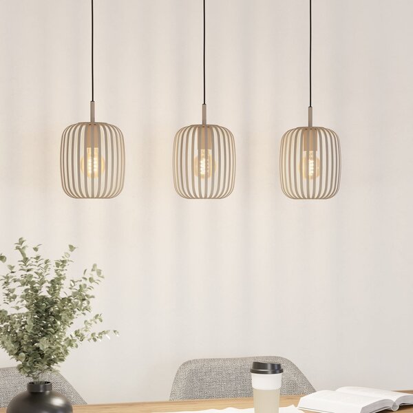 EGLO Lampă suspendată Romazzina, bej, lungime 90 cm, 3 becuri, metal, reglabil, Bej, Camera de zi / sufragerie, Metal, Modern