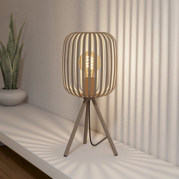 EGLO Lampa de masă Romazzina, bej, înălțime 44 cm, metal, E27, Bej, Camera de zi / sufragerie, Metal, Modern, Tripod