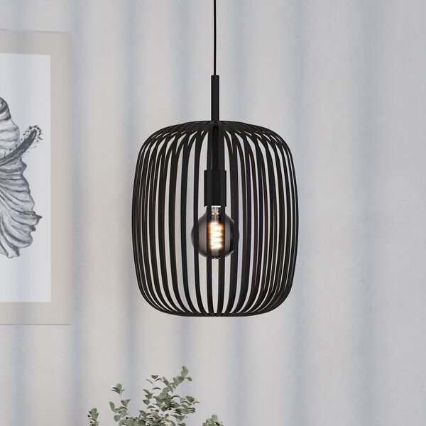EGLO Lampă suspendată Romazzina, negru, Ø 33 cm, metal, E27, reglabil, Negru, Camera de zi / sufragerie, Metal, Modern