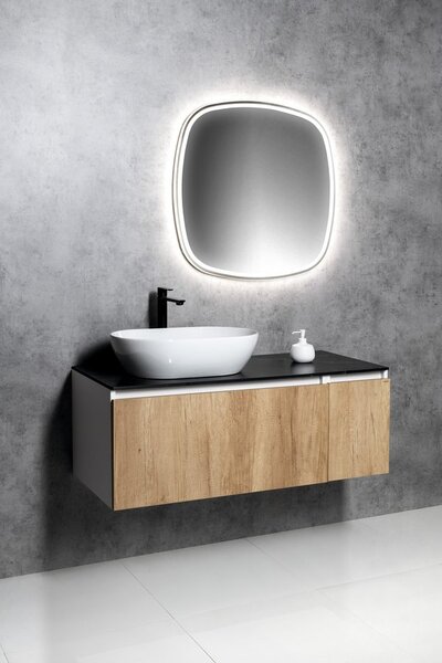 Sapho Sapho, dulap LOREA cu chiuveta 141x46x51,5cm (70+70cm), dreapta, alb mat, LE070-3131-R-04