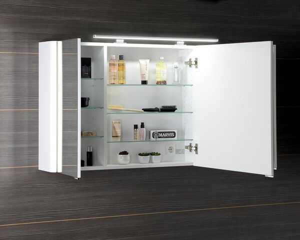 Sapho Sapho, galerie LUCIE cu iluminare LED, 86x70x17cm, alb, LU085-0030