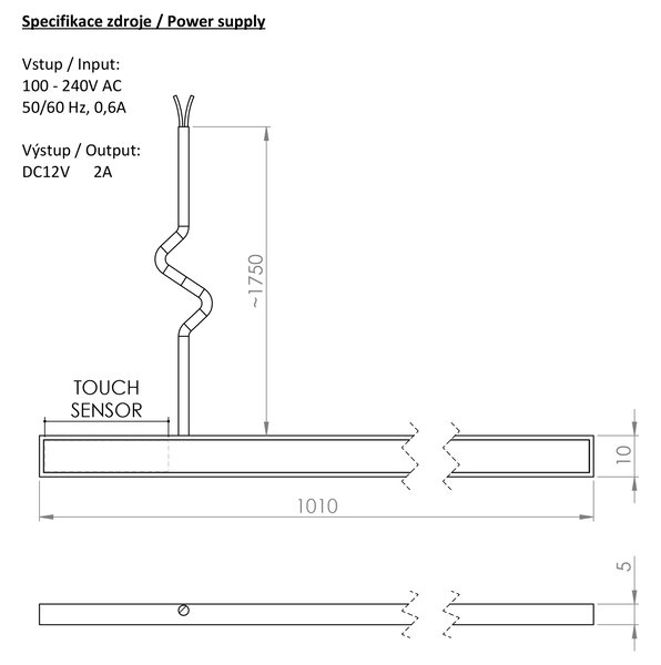 Sapho Sapho, banda LED LOREA 141 cm, 6,8 W, alb rece, LED145