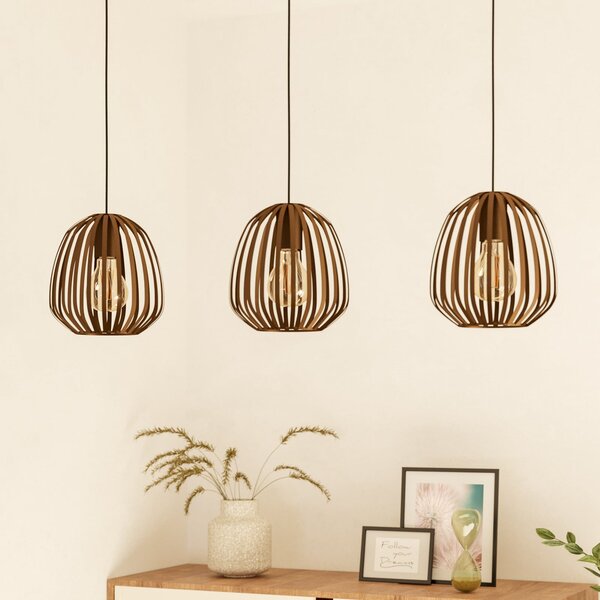 EGLO Lampă suspendată Espinal, bronz periat, lungime 90 cm, 3 becuri., reglabil, Bronz / Alamă Veche, Camera de zi / sufragerie, Metal, Modern