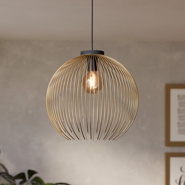 EGLO Lampă suspendată VENEZUELA, auriu/negru, Ø 40 cm, metal, E27, reglabil, Auriu / Alamă, Camera de zi / sufragerie, Metal, Modern