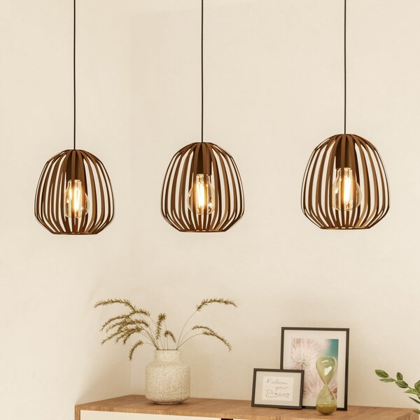 EGLO Lampă suspendată Espinal, bronz periat, lungime 90 cm, 3 becuri., reglabil, Bronz / Alamă Veche, Camera de zi / sufragerie, Metal, Modern