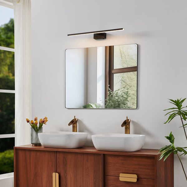 EGLO Aplică de perete LED Conettilla, negru, lățime 60 cm, IP44, CCT, Negru, Baie, Metal, Modern