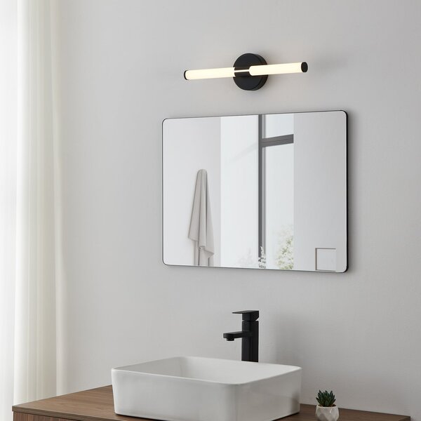 EGLO Aplică de perete Ramola, negru, lățime 45 cm, IP44, CCT, Negru, Baie, Metal, Modern