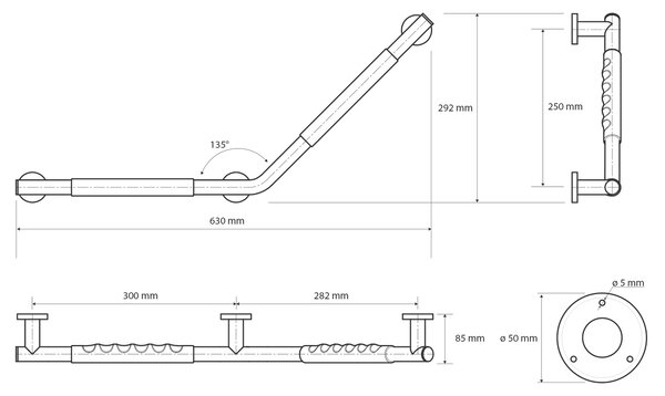 Sapho Sapho, Mâner drept 135°, oțel inoxidabil, XR508