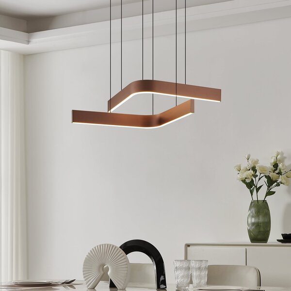 EGLO Lampă suspendată LED inteligentă Folcino-Z, culoare bronz, 64 cm, CCT, reglabil, Bronz / Alamă Veche, Camera de zi / sufragerie, Aluminiu, Modern