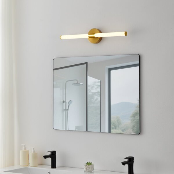 EGLO Aplică de perete Ramola, culoare alamă, lățime 60 cm, IP44, CCT, Auriu / Alamă, Baie, Metal, Modern
