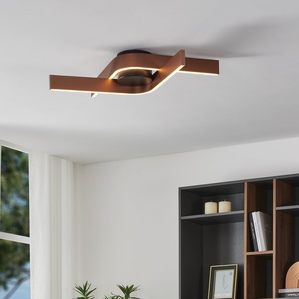EGLO Plafonieră LED inteligentă pentru tavan Folcino-Z, culoare bronz, 64 cm, CCT, reglabil, Bronz / Alamă Veche, Camera de zi / sufragerie, Aluminiu, Modern