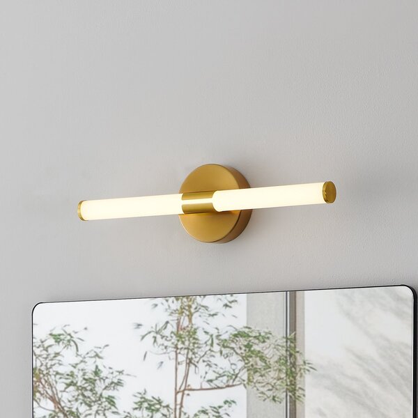 EGLO Aplică de perete Ramola, culoare alamă, lățime 45 cm, IP44, CCT, Auriu / Alamă, Baie, Metal, Modern