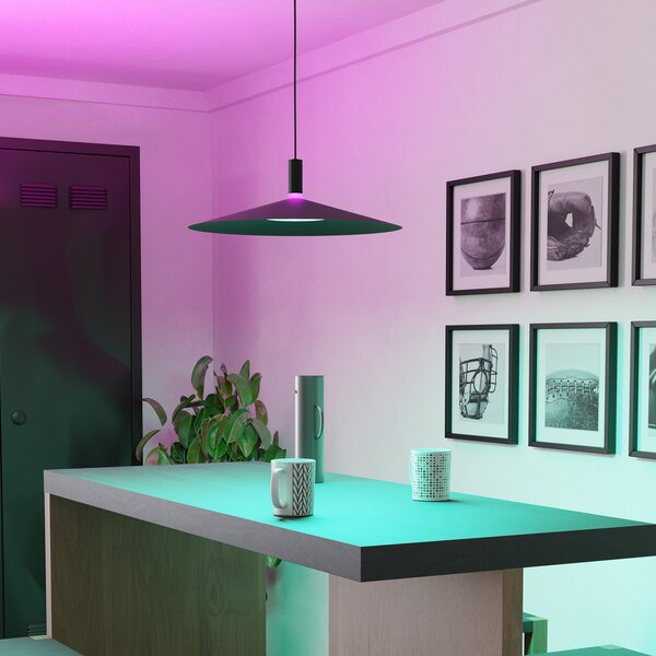 EGLO Lampă suspendată LED inteligentă Conomavilla-Z, negru, Ø 45 cm CCT RGB, reglabil, Negru, Camera de zi / sufragerie, Metal, Modern