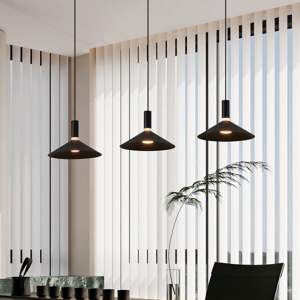 EGLO Lampă suspendată inteligentă Conomavilla-Z, negru 92 cm 3 becuri CCT RGB, reglabil, Negru, Camera de zi / sufragerie, Metal, Modern