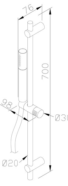Sapho Sapho, MINIMAL Suport de duș glisant, 700 mm, oțel inoxidabil, MI001